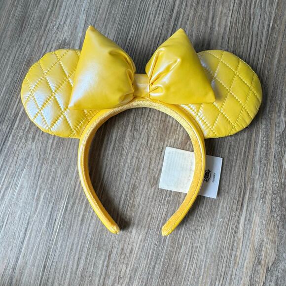 Disney Parks Bright Yellow Quilted Minnie Mouse Ears Headband - Picture 1 of 2